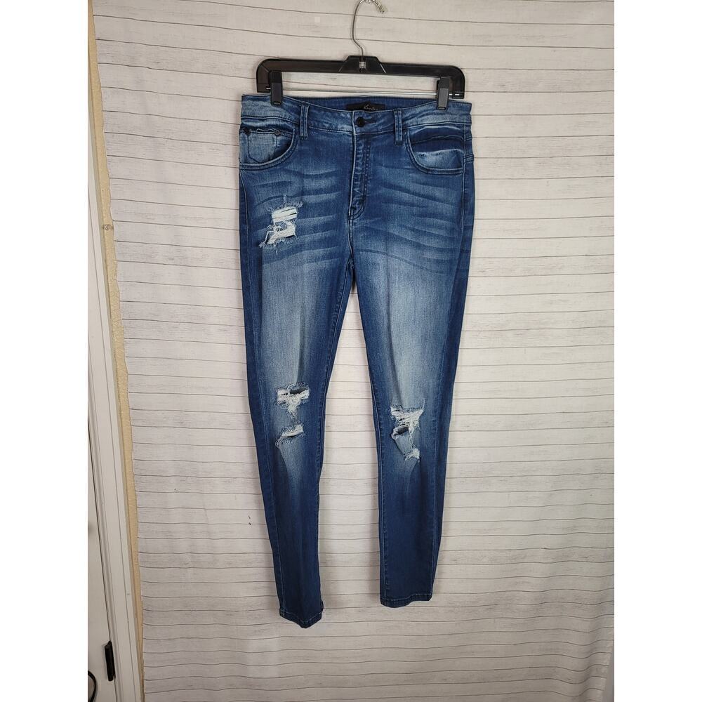 KANCAN SKINNY FIT DISTRESSED JEANS, SZ 30